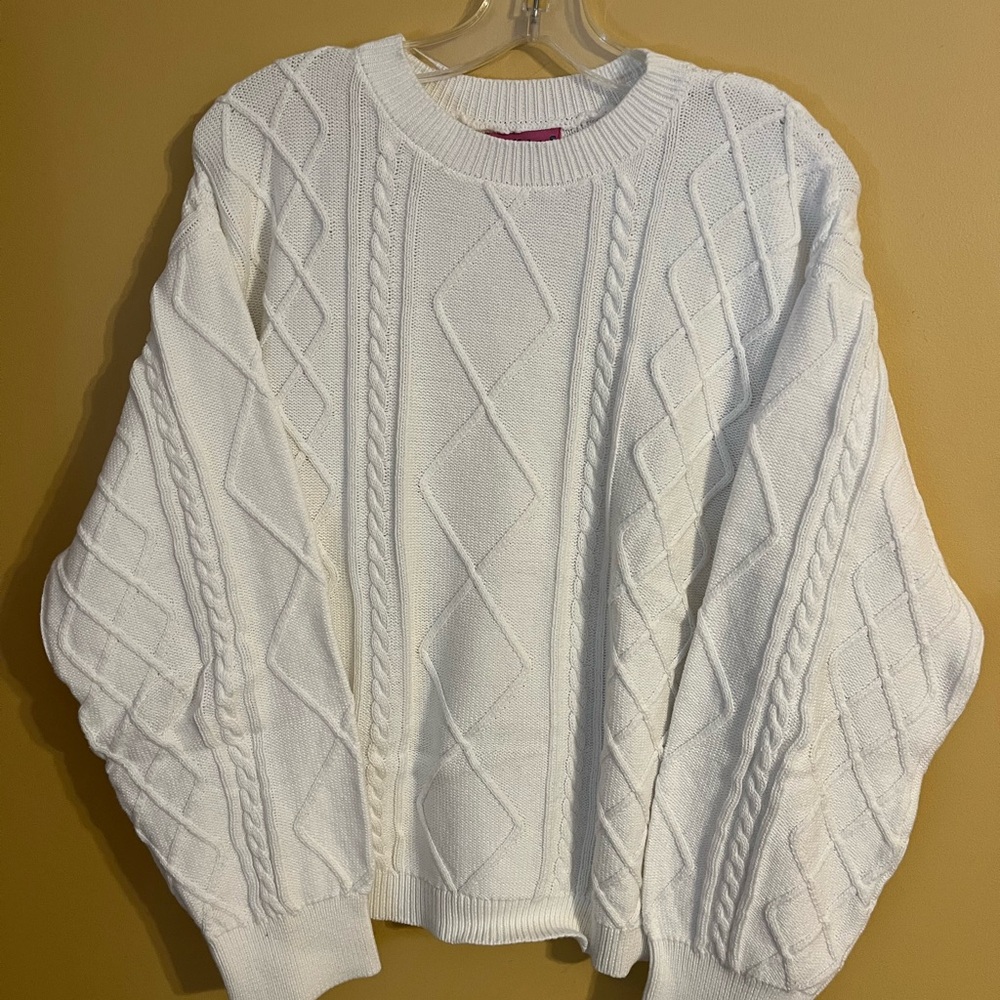 White Edikted Cable Knit Sweater Size M